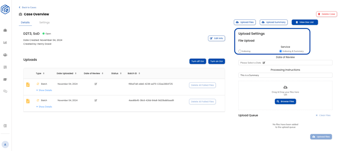 Case Overview - Service Section