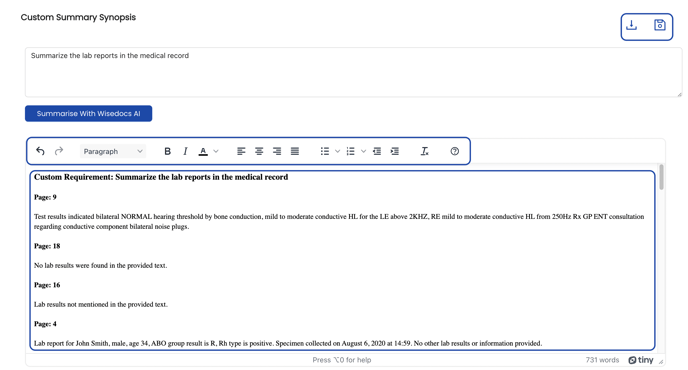 Custom Synopsis NEW Summary Output