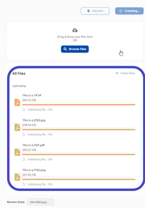 Different File Types Validating Files - box