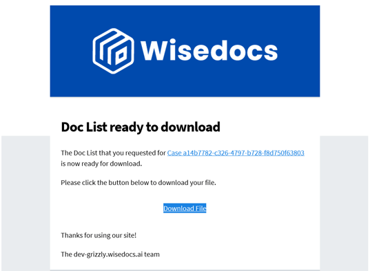 Doc List Ready to Download Email