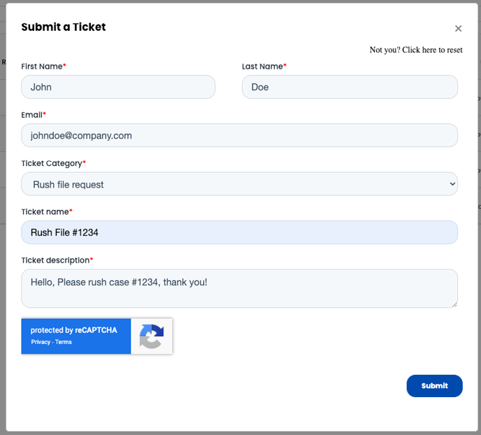 Help Desk Pop Up Form - Full Request