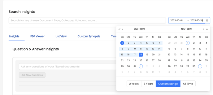 Insights Page - Date Range