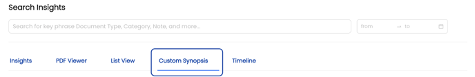 Insights Toolbar - Custom Synopsis