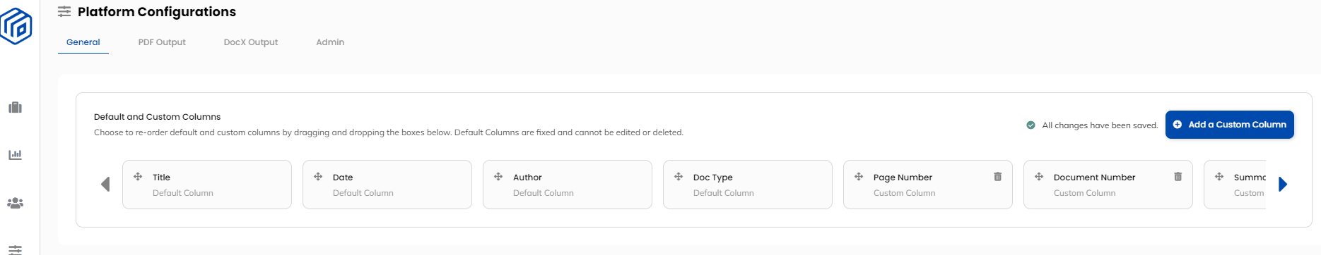 Reorder custom columns